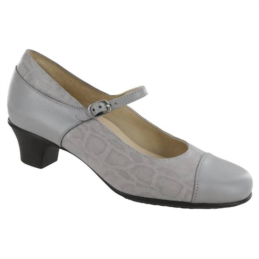 NEW SAS women's isabel mary jane heel in grigio / snake